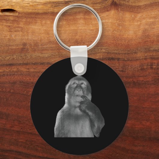 Funny Thinking Monkey Meme Curious Ape Brainrot  Sleutelhanger (Voorkant)