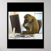 Funny Thinking Monkey Meme Office Curious Ape Brai Poster (Voorkant)