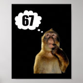 Funny Thinking Monkey Meme Six Seven 6 7 Meme Poster (Voorkant)