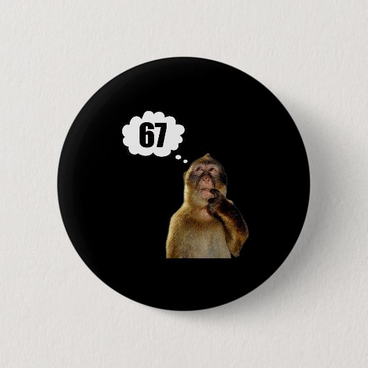 Funny Thinking Monkey Meme Six Seven 6 7 Meme  Ronde Button 5,7 Cm (Voorkant)