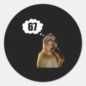 Funny Thinking Monkey Meme Six Seven 6 7 Meme  Ronde Sticker (Voorkant)