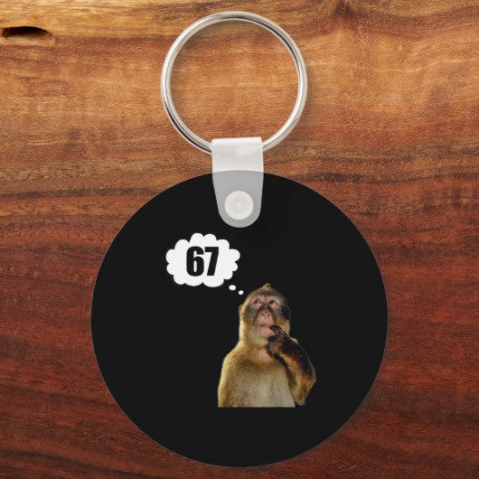 Funny Thinking Monkey Meme Six Seven 6 7 Meme Sleutelhanger (Voorkant)