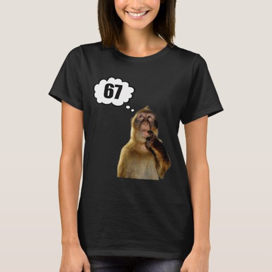 Funny Thinking Monkey Meme Six Seven 6 7 Meme  T-shirt (Voorkant)