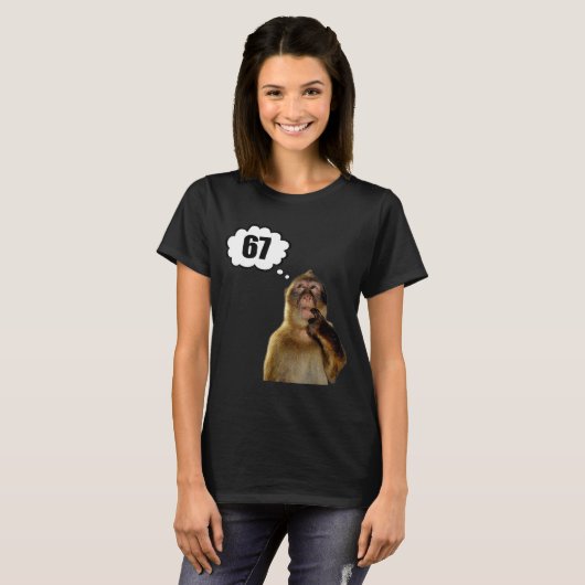Funny Thinking Monkey Meme Six Seven 6 7 Meme  T-shirt (Voorkant volledig)