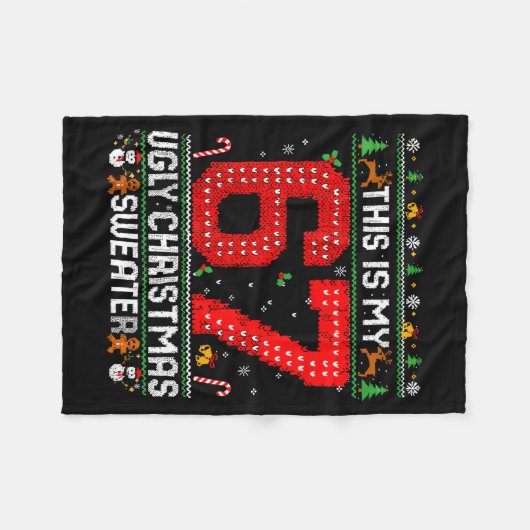 Funny This Is My 67 Ugly Christmas Sweater Xmas Ma Fleece Deken (Voorkant (Horizontaal))