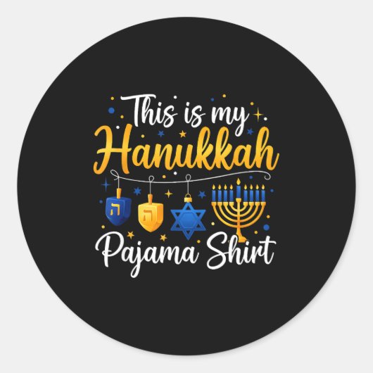 Funny This Is My Hanukkah Pajamakah Pajama Chanuka Ronde Sticker (Voorkant)