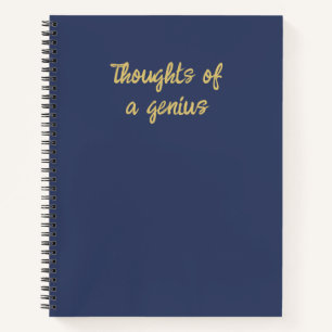 Funny Thoughts, Genius Quote Blue Gold Notitieboek
