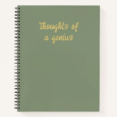 Funny Thoughts, Genius Sage Green Gold Notitieboek (Voorkant)