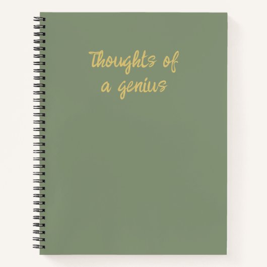 Funny Thoughts, Genius Sage Green Gold Notitieboek (Voorkant)