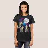 Funny Three bird wolf Moon bird wolf Howling With T-shirt (Voorkant volledig)