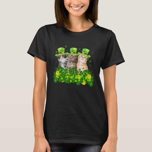 Funny Three Cat St Patricks Day Costume Kitten Ir T-shirt (Voorkant)