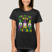 Funny Three Gnomes Mardi Gras Parading With My Gno T-shirt (Voorkant)