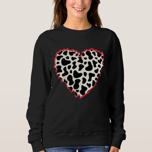 Funny three Hearts Cow Pattern for Cow Lover-valen Trui (Voorkant)