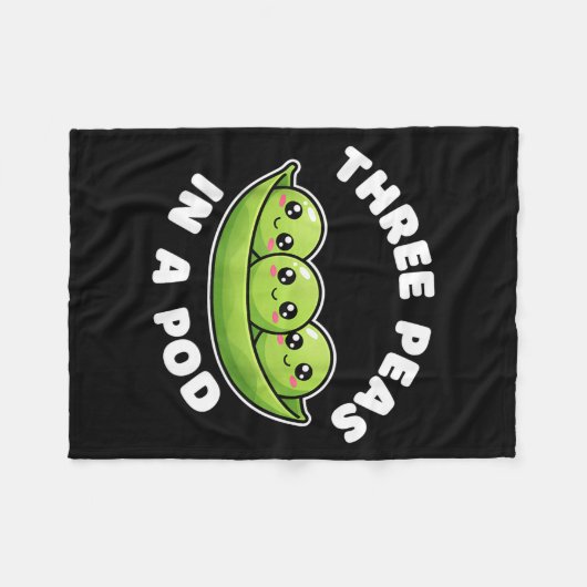 Funny Three Peas In A D Cute Kawaii Fleece Deken (Voorkant (Horizontaal))