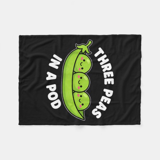 Funny Three Peas In A D Cute Kawaii  Fleece Deken (Voorkant (Horizontaal))