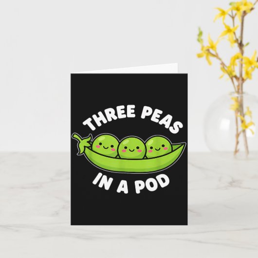 Funny Three Peas In A D Cute Kawaii Kaart (Gele Bloem)