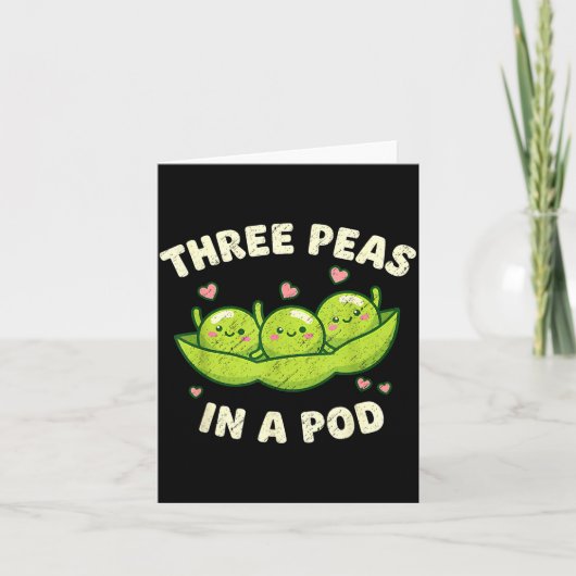 Funny Three Peas In A D Cute Kawaii  Kaart (Voorkant)