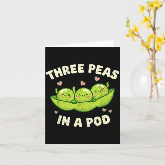 Funny Three Peas In A D Cute Kawaii Kaart (Gele Bloem)
