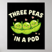 Funny Three Peas In A D Cute Kawaii  Poster (Voorkant)