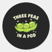 Funny Three Peas In A D Cute Kawaii  Ronde Sticker (Voorkant)