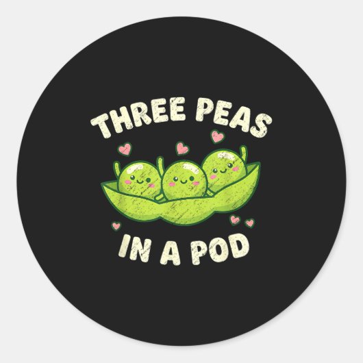 Funny Three Peas In A D Cute Kawaii  Ronde Sticker (Voorkant)