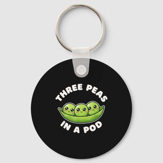Funny Three Peas In A D Cute Kawaii  Sleutelhanger (Voorkant)