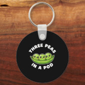 Funny Three Peas In A D Cute Kawaii  Sleutelhanger (Voorkant)