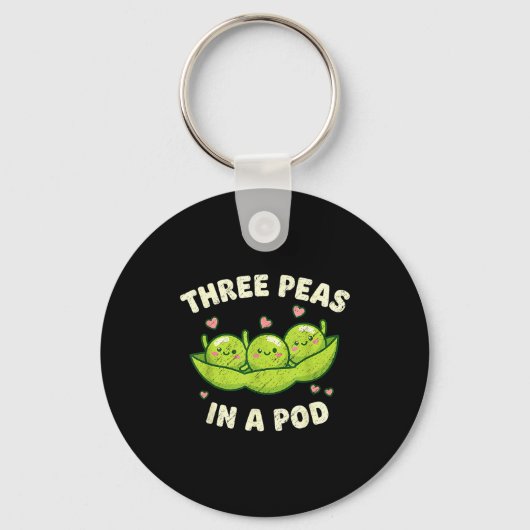 Funny Three Peas In A D Cute Kawaii  Sleutelhanger (Voorkant)