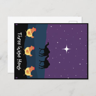 Funny Three Wise Hens Briefkaart met Kerstmis