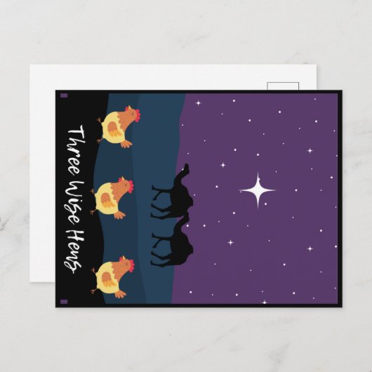 Funny Three Wise Hens Briefkaart met Kerstmis (Voorkant / Achterkant)