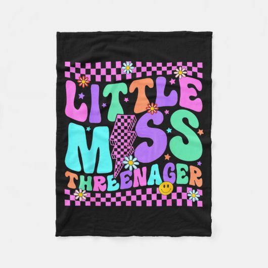 Funny Threenager Happy 3rd Bday Party 3 Years Old Fleece Deken (Voorkant)