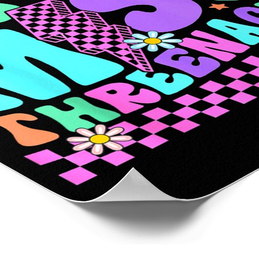 Funny Threenager Happy 3rd Bday Party 3 Years Old Poster (Hoek)