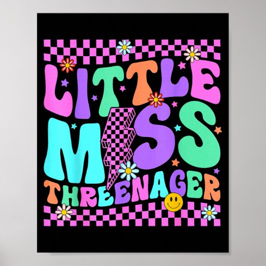 Funny Threenager Happy 3rd Bday Party 3 Years Old Poster (Voorkant)