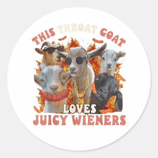 Funny Throat Goat Swallows Juicy Wieners Sticker (Voorkant)
