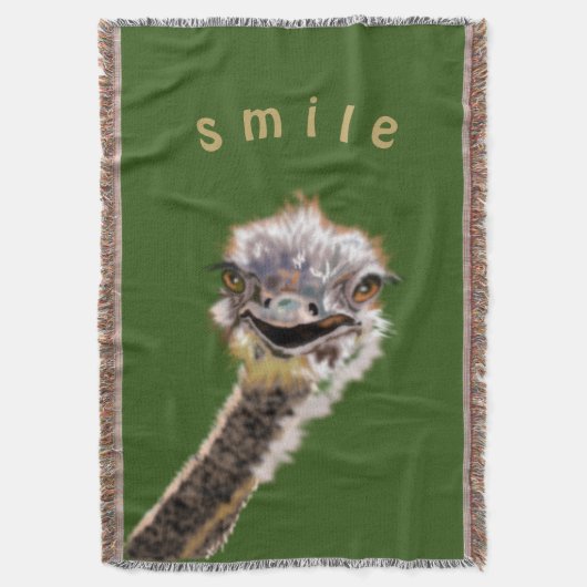 Funny Throw Blanket Happy Ostrich Smile Deken (Voorkant Verticaal)