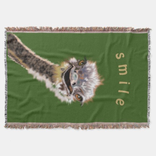 Funny Throw Blanket Happy Ostrich Smile Deken (Voorkant)