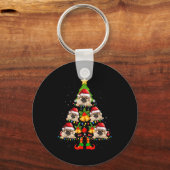 Funny Tibetan Spaniel Christmas Lights Tree Dog Lo Sleutelhanger (Voorkant)