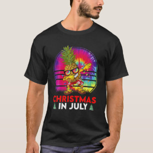 Funny Tie Dye Dabbing Pineappel Kerstmis in juli T-shirt