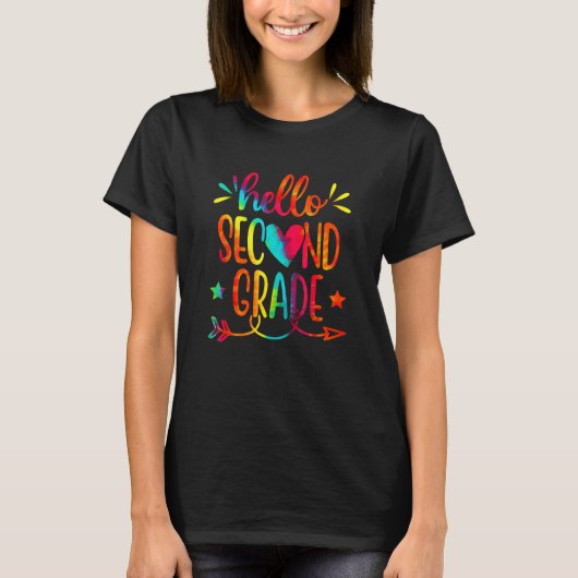 Funny Tie Dye Hello Second 2nd Grade Teacher First T-shirt (Voorkant)