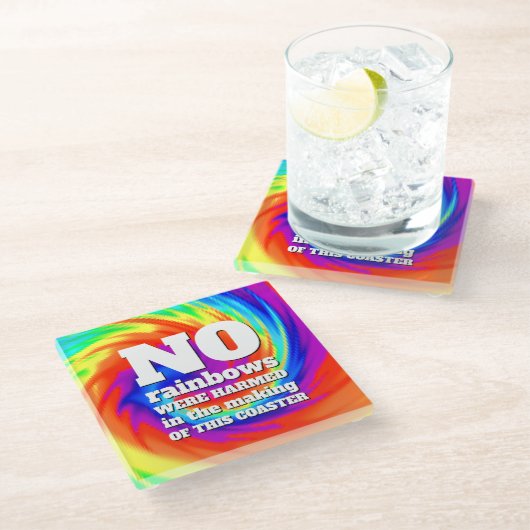 Funny TieDye Er zijn geen regenbogen beschadigd .. Glazen Onderzetter (Schuin)