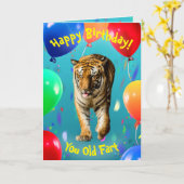 Funny Tiger Balloon Verjaardag Kaart (Gele Bloem)