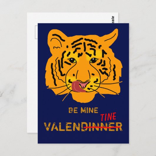 Funny Tiger be My ValenDinner Briefkaart (Voorkant / Achterkant)