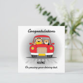 Funny tiger bear driving test congratulations card feestdagenkaart (Staand voorkant)