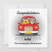 Funny tiger bear driving test congratulations card feestdagenkaart (Voorkant)