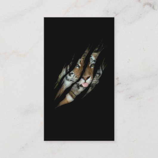 Funny Tiger Face Torn Claw Wild Safari Animal Cat Visitekaartje (Voorkant)