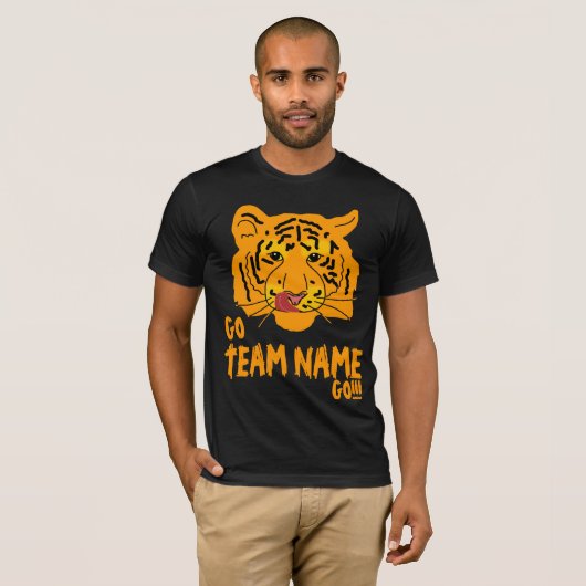 Funny Tiger Football Go en teamnaam T-shirt (Voorkant volledig)