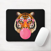 Funny Tiger Gles Blowing Bubble Gum Cute Tiger Fac Muismat (Met muis)