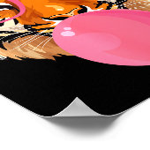 Funny Tiger Gles Blowing Bubble Gum Cute Tiger Fac Poster (Hoek)