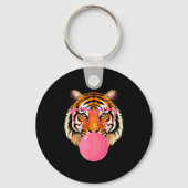 Funny Tiger Gles Blowing Bubble Gum Cute Tiger Fac Sleutelhanger (Voorkant)