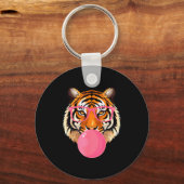 Funny Tiger Gles Blowing Bubble Gum Cute Tiger Fac Sleutelhanger (Voorkant)